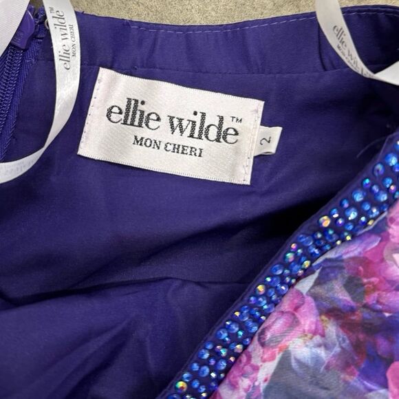 Ellie Wilde Mon Cheri EW21837S Rhinestone floral flowy skirt - Picture 4 of 7